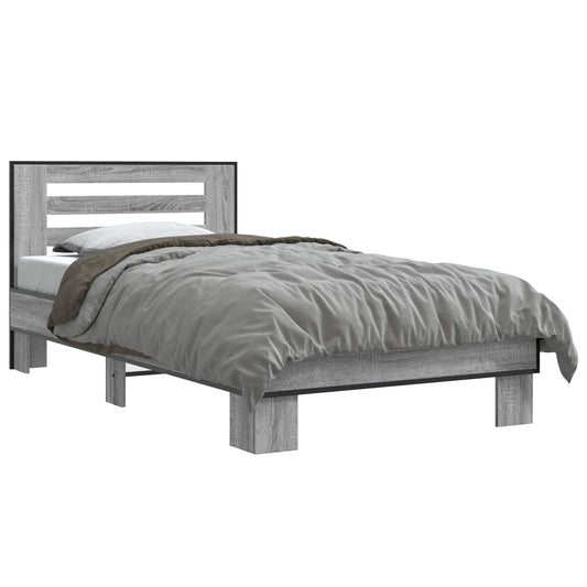vidaXL Bed Frame with Headboard Grey Sonoma 80 x 200 cm