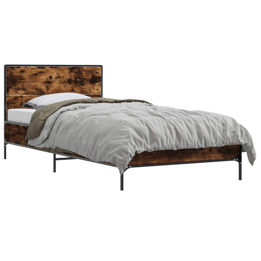 vidaXL Bed Frame with Headboard Smoked Oak 80 x 200 cm Engineered Wood
