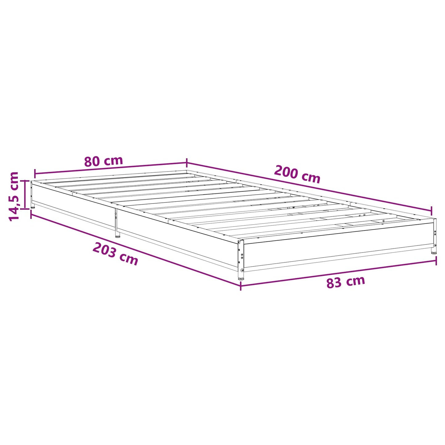 vidaXL Bed Frame Sonoma Oak 80 x 200 cm Engineered Wood