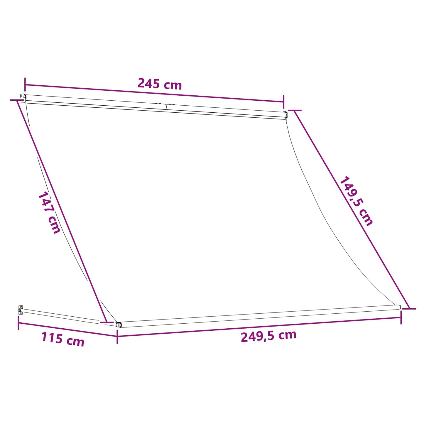 vidaXL Awning Anthracite and White 250 x 150 cm