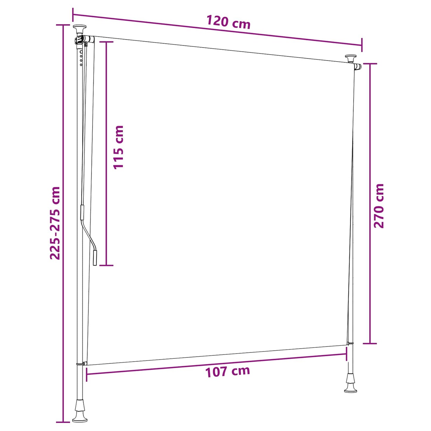 vidaXL Outdoor Roller Blind Multicolour 120 x 270 cm