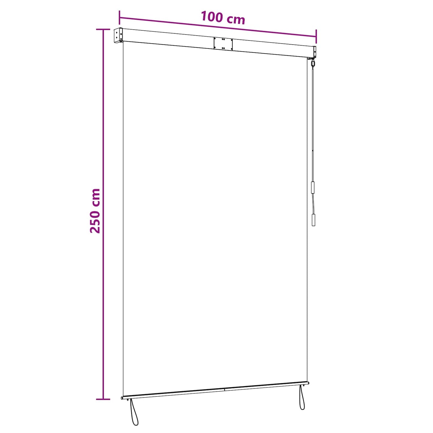 vidaXL Roller Blind Black 100 x 250 cm Fabric and Aluminum