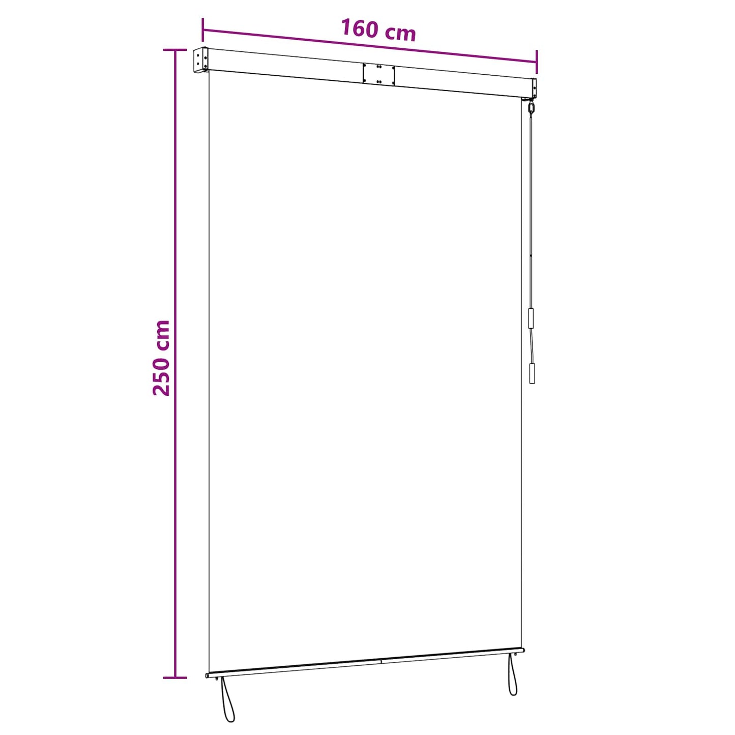 vidaXL Roller Blind Black 160 x 250 cm Fabric and Aluminum
