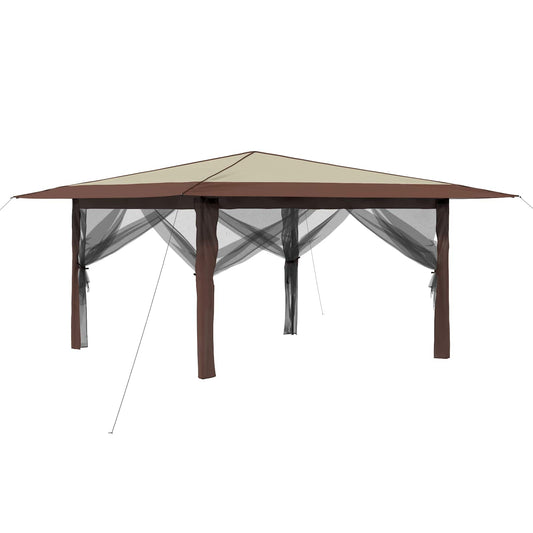 vidaXL Gazebo with 4 Sidewalls 4 x 4 m Cream and Brown