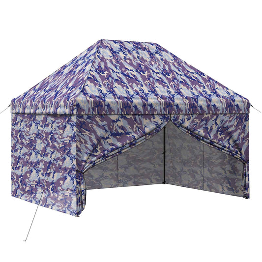 vidaXL Pop-up Gazebo with 4 Sidewalls 2.9 x 4.3 m Blue Camouflage