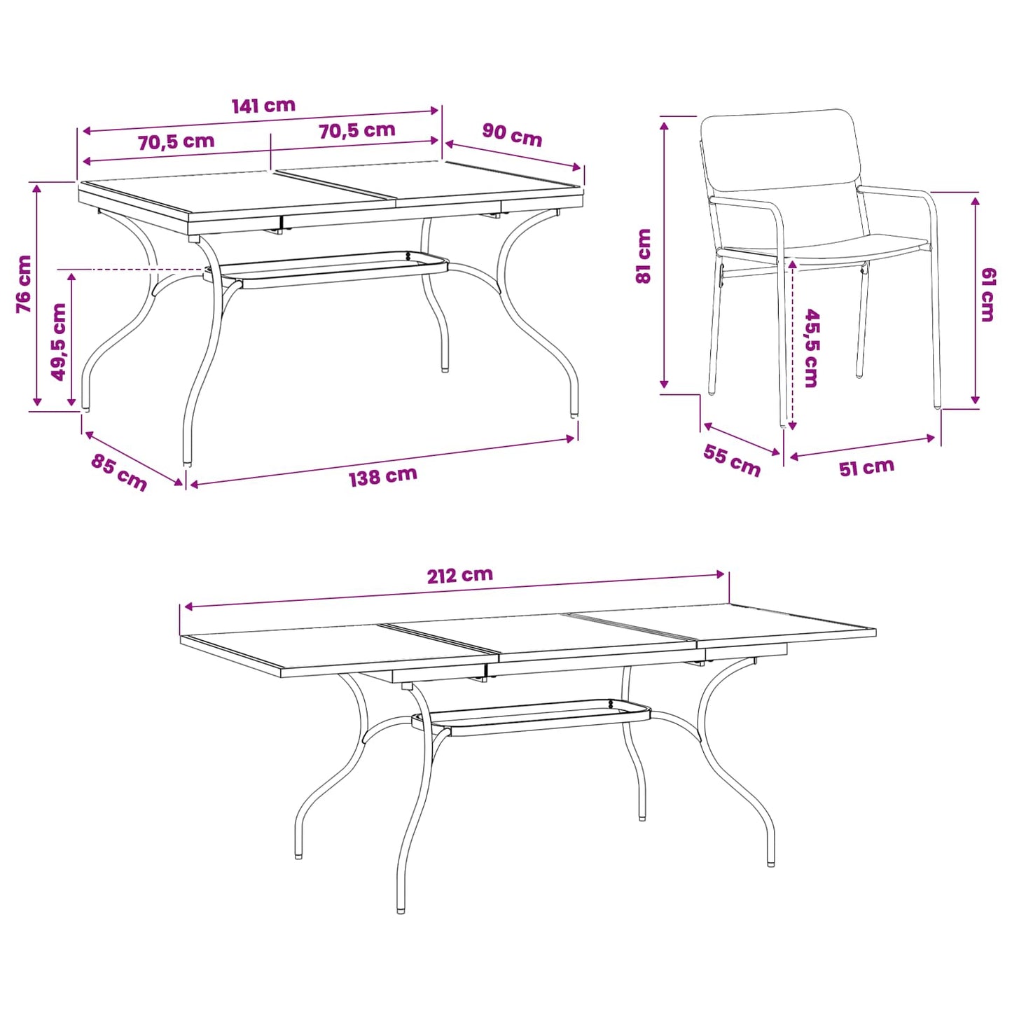 vidaXL Garden Dining Set 7 pcs Anthracite Steel