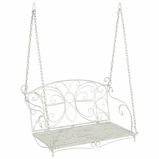 vidaXL Swing Bench Steel 105.5 x 61 x 56 cm Antique White