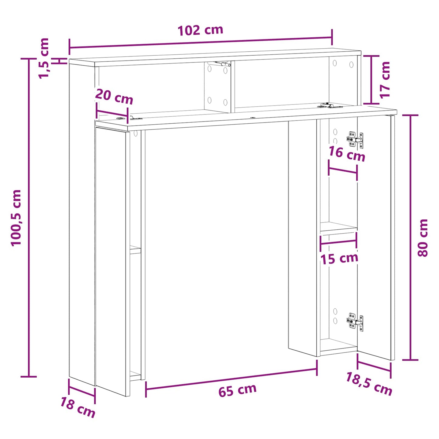 vidaXL Fireplace Surround White 102 x 18 x 100.5 cm Engineered Wood