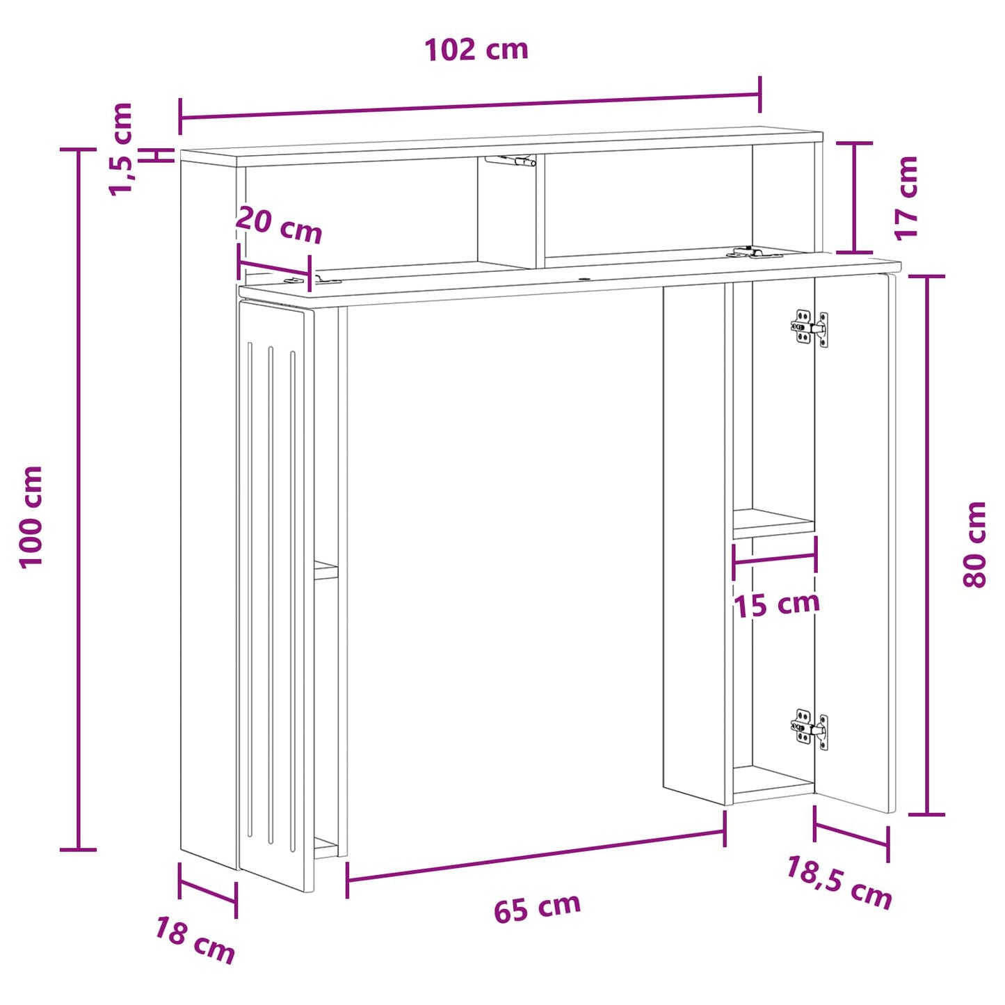 vidaXL Fireplace Surround Grey Sonoma 102 x 18 x 100.5 cm