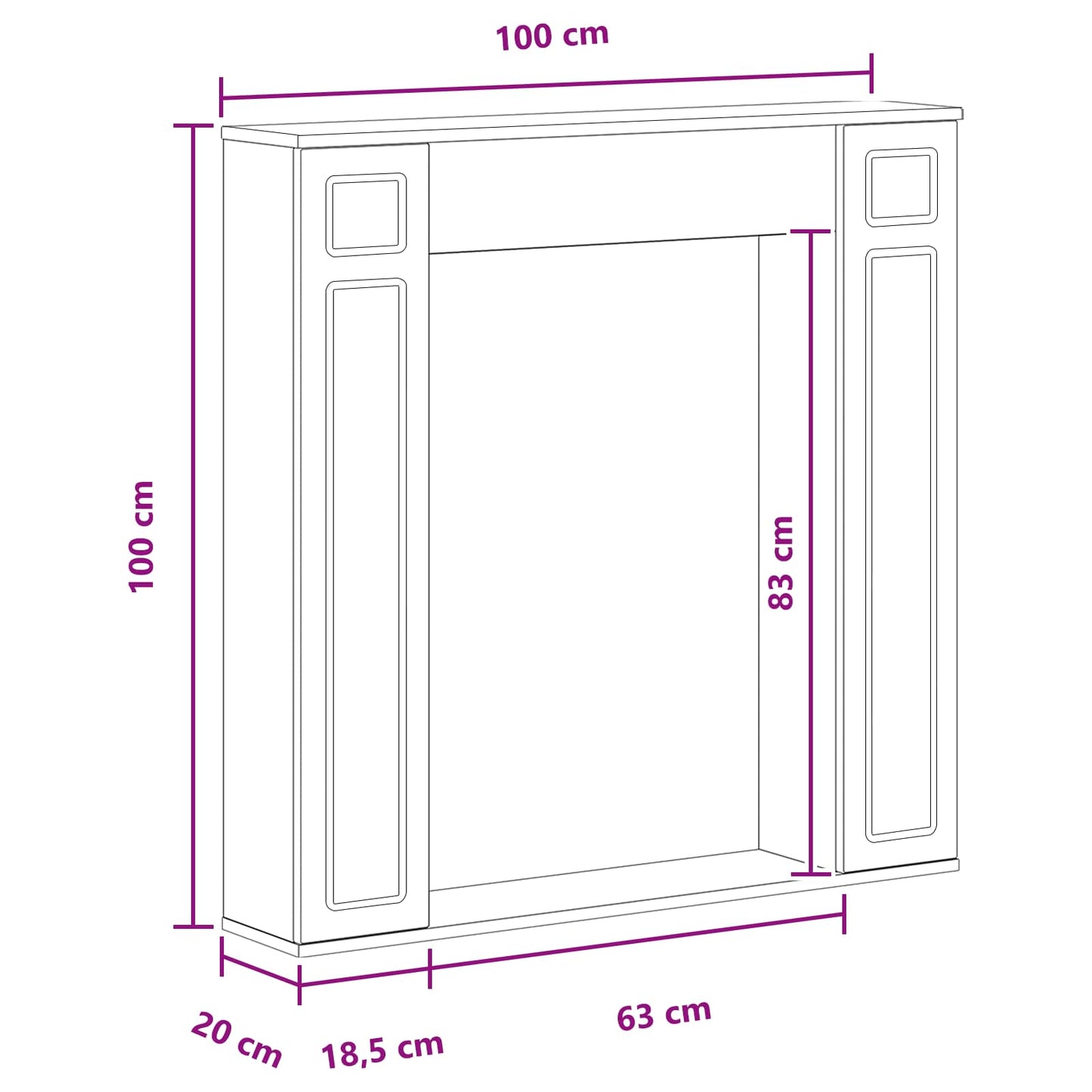 vidaXL Fireplace Surround Artisan Oak 100 x 20 x 100 cm