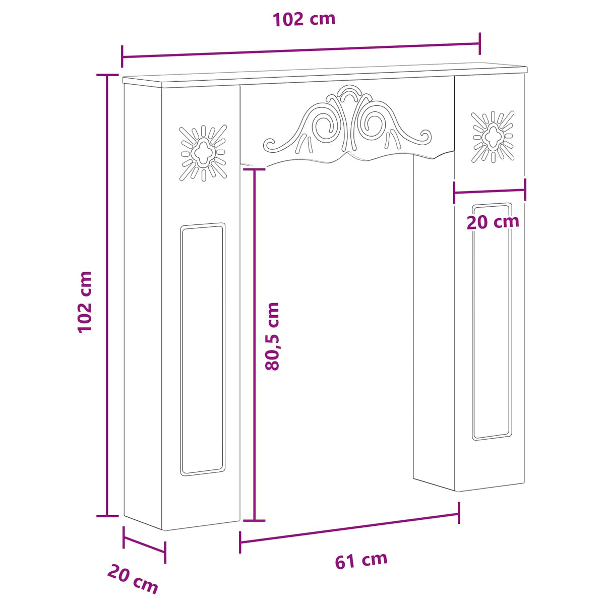 vidaXL Fireplace Surround Old Wood 102 x 20 x 102 cm Engineered Wood