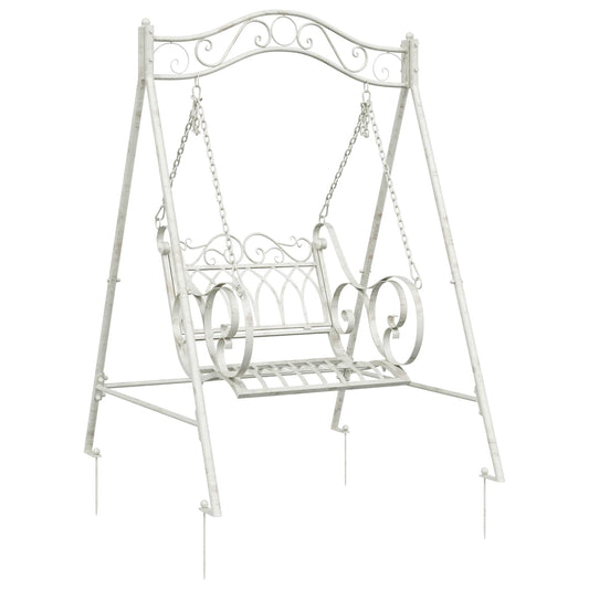 vidaXL Swing Bench Steel 113 x 121.5 x 168 cm Antique White