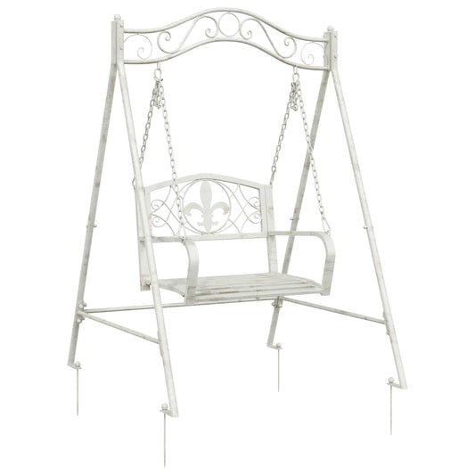 vidaXL Swing Bench Steel 113 x 121.5 x 168 cm Antique White
