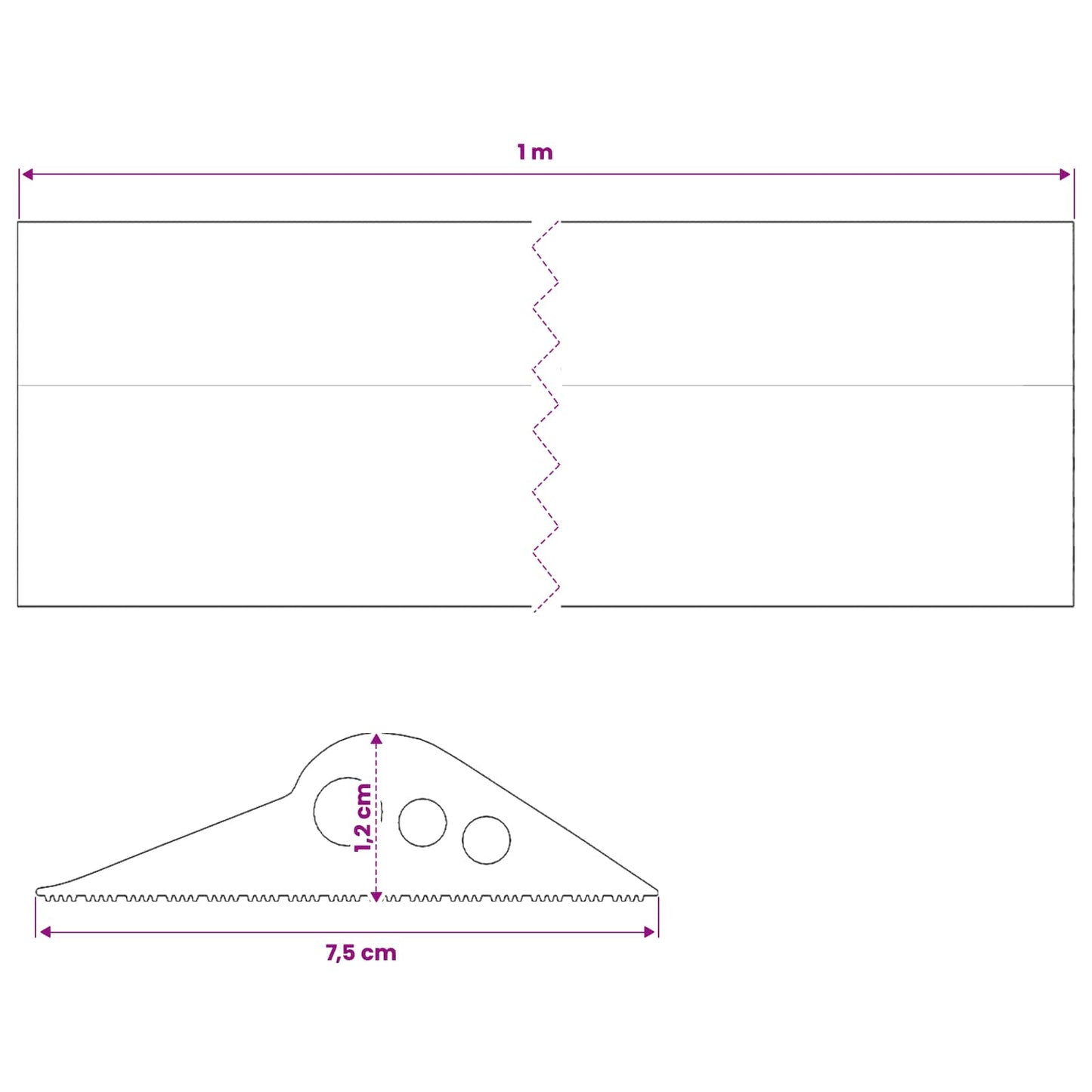 vidaXL Garage Floor Seal Black 75 x 12 mm 1 m EPDM Rubber