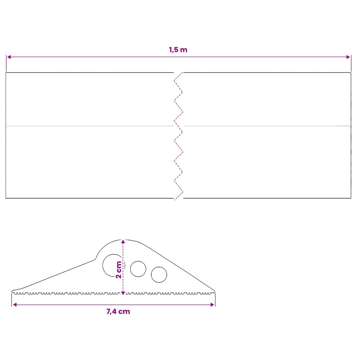 vidaXL Garage Floor Seal Black 74 x 20 mm 1.5 m EPDM Rubber