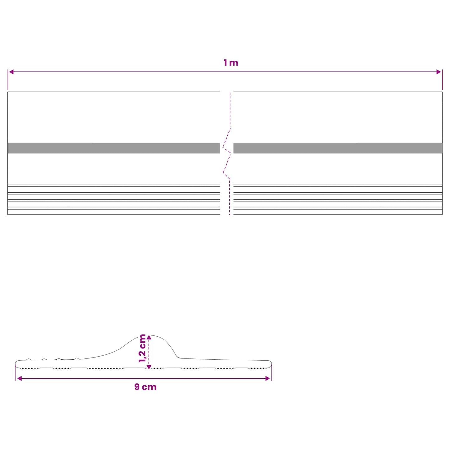 vidaXL Garage Floor Seal Black and Yellow 12 x 90 mm 1 m PVC