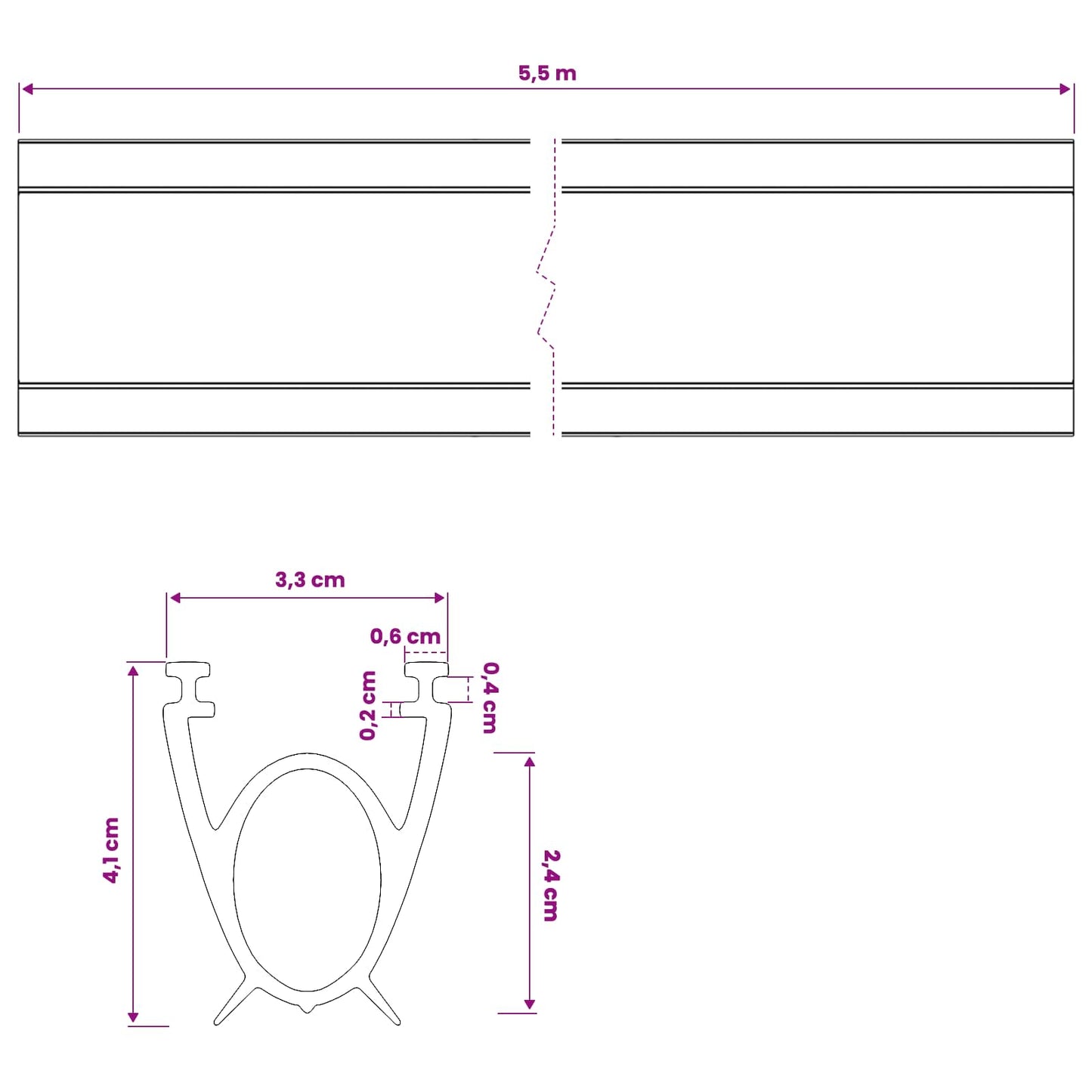 vidaXL Garage Door Seal Black 41 x 33 mm 5.5 m PVC