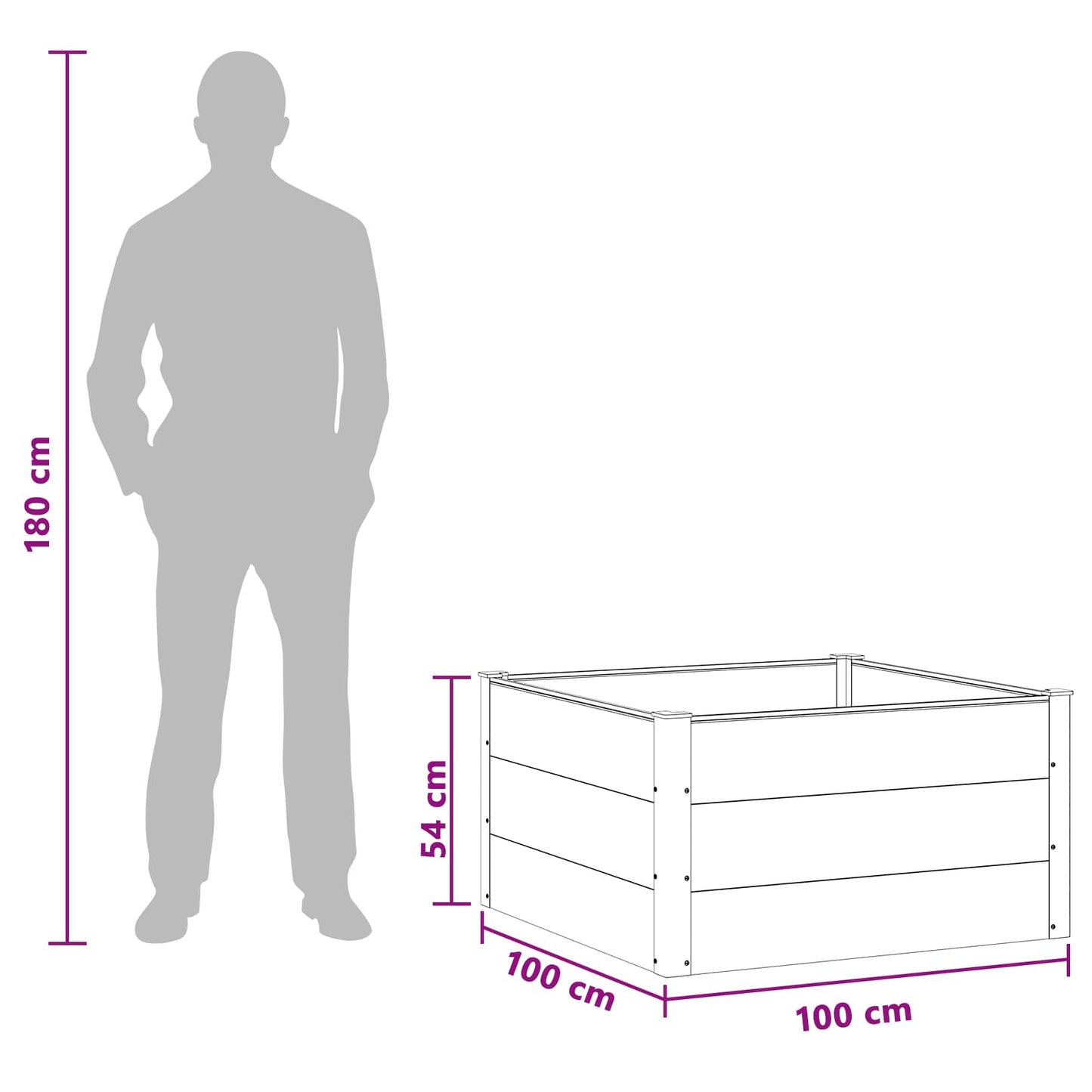 vidaXL Garden Raised Bed Brown 100 x 100 x 54 cm WPC and Aluminium