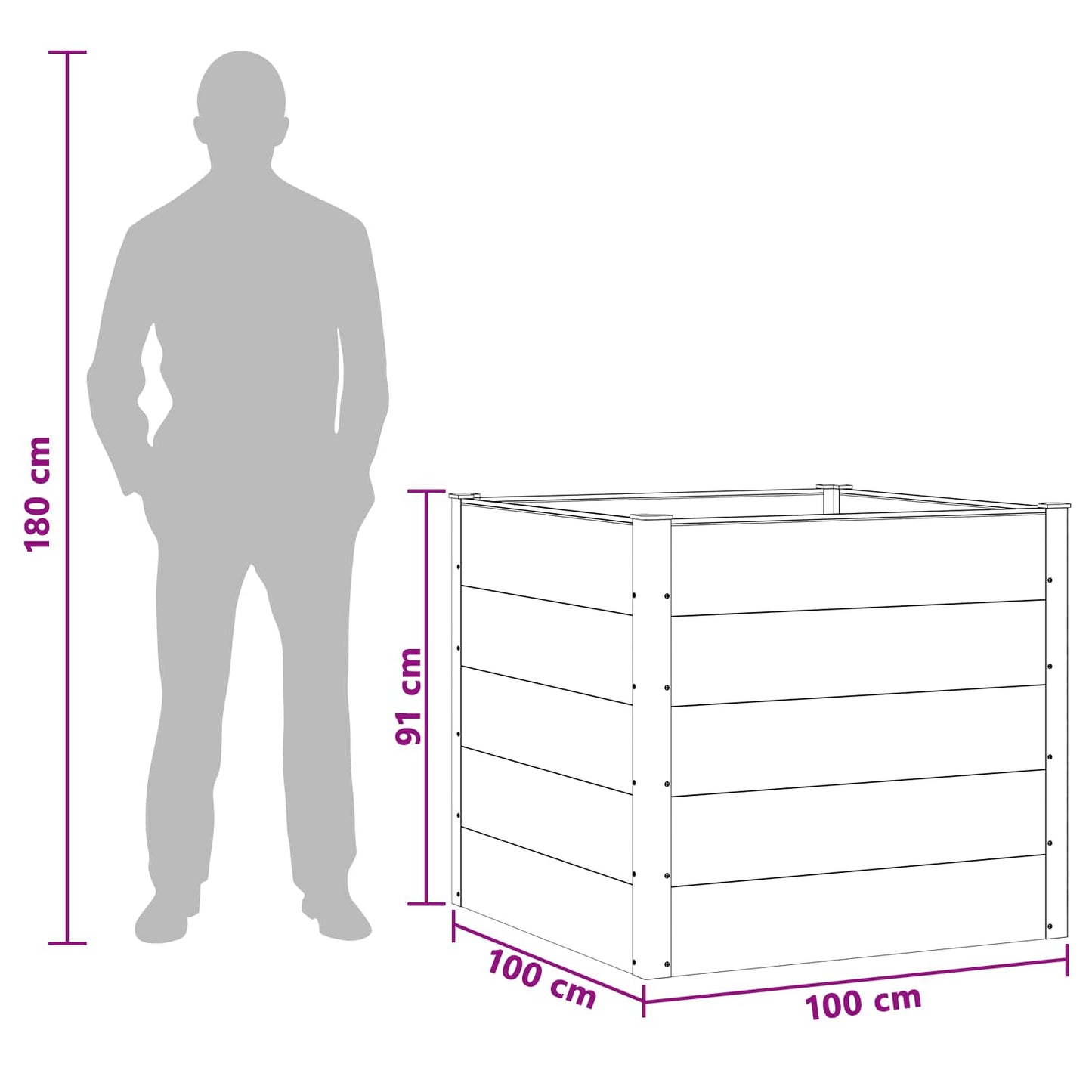 vidaXL Garden Raised Bed Brown 100 x 100 x 91 cm