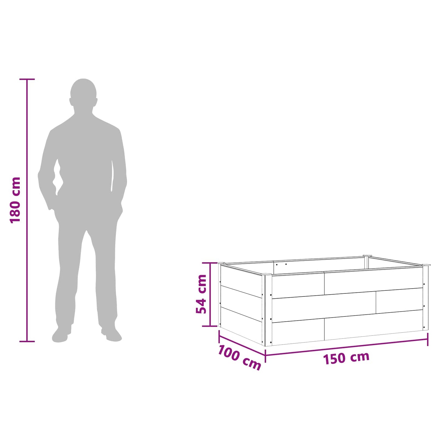 vidaXL Garden Raised Bed Brown 150 x 100 x 54 cm