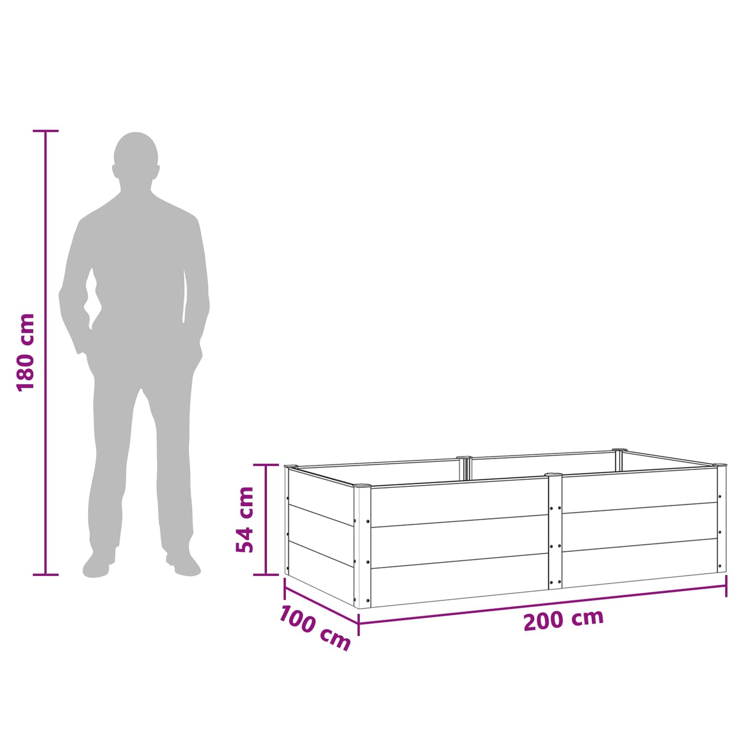 vidaXL Garden Raised Bed Brown 200 x 100 x 54 cm