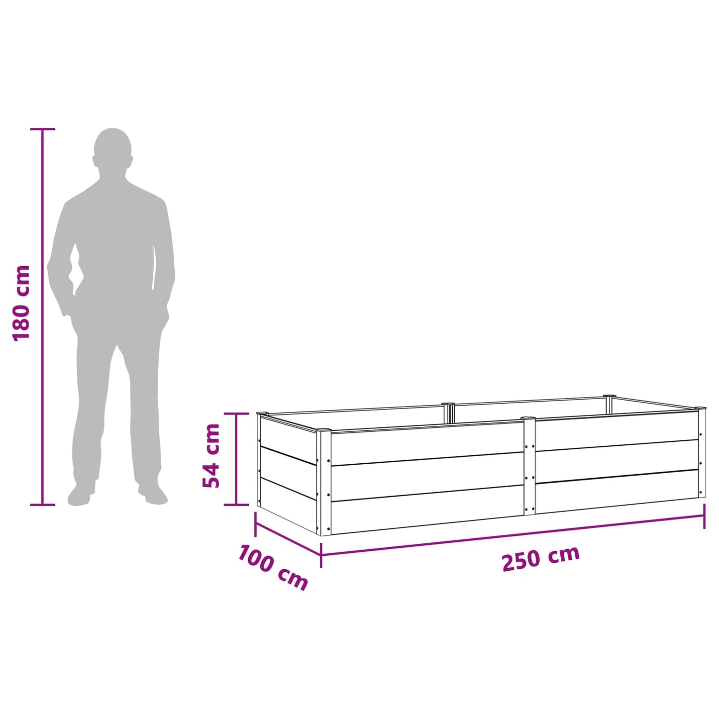 vidaXL Garden Raised Bed Brown 250 x 100 x 54 cm