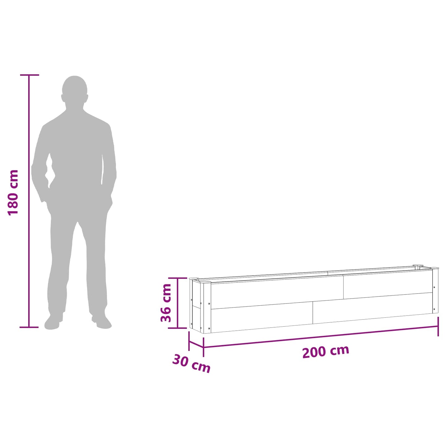vidaXL Garden Raised Bed Brown 200 x 30 x 36 cm