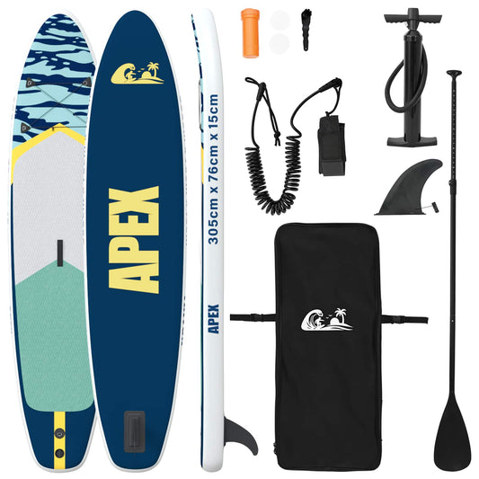 vidaXL Inflatable Stand Up Paddle Board APEX 305 x 76 x 15 cm Blue for