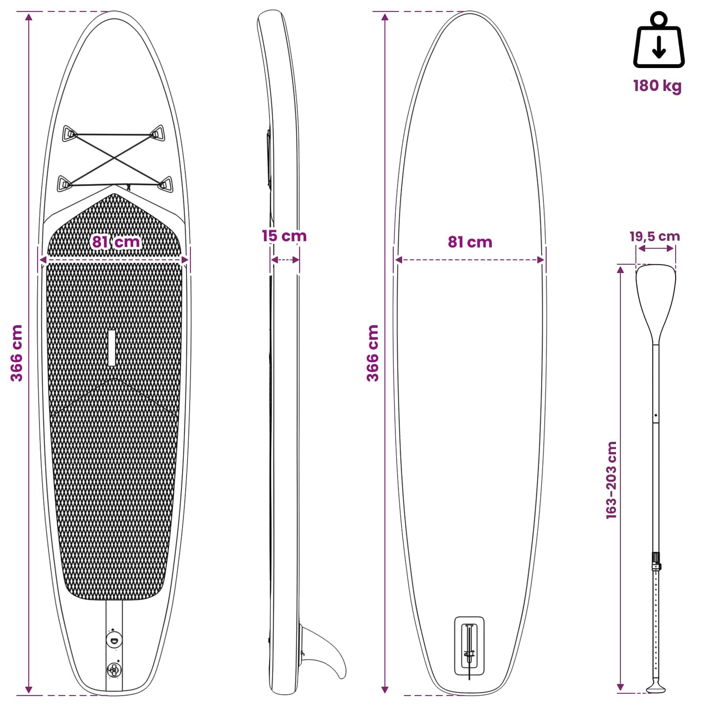 vidaXL Inflatable Stand Up Paddle Board TRITON 366 x 81 x 15 cm Blue