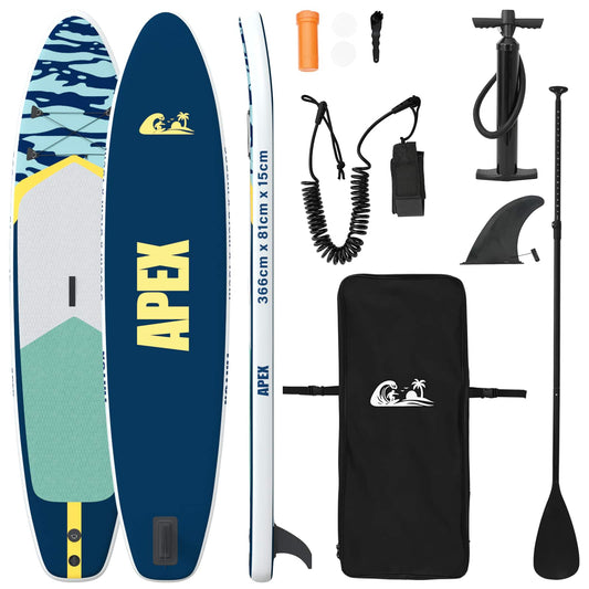 vidaXL Inflatable Stand Up Paddle Board APEX 366 x 81 x 15 cm Blue for