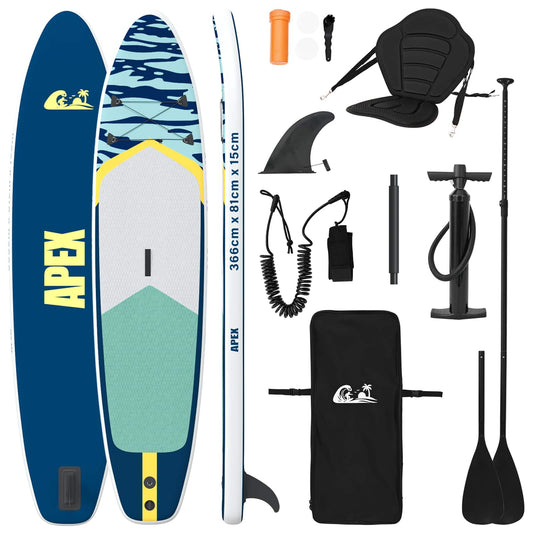 vidaXL SUP Board with Seat 2-in-1 APEX 366 x 81 x 15 cm Blue for