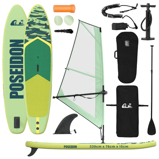 vidaXL Inflatable SUP Board with Sail POSEIDON 330 x 76 x 15 cm Green