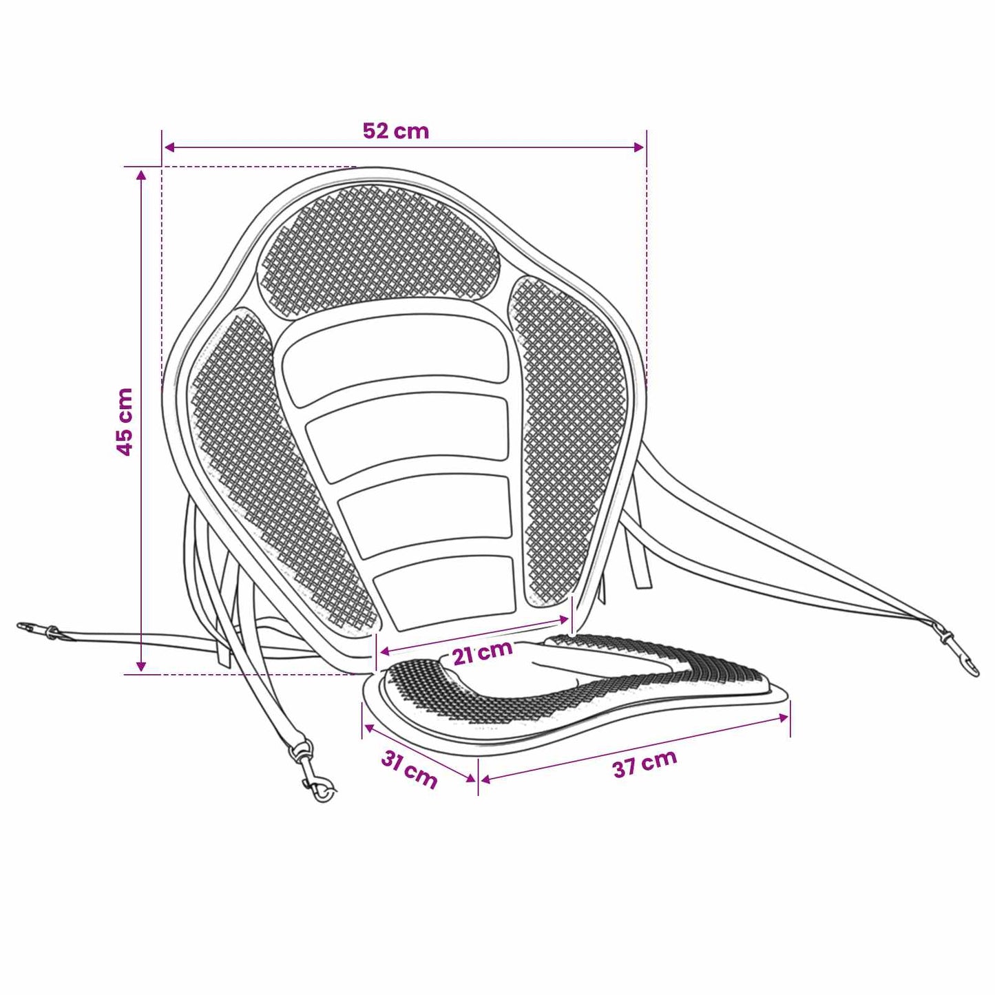 vidaXL Paddle Board Seat 52 x 31 x 45 cm Lyocell Black