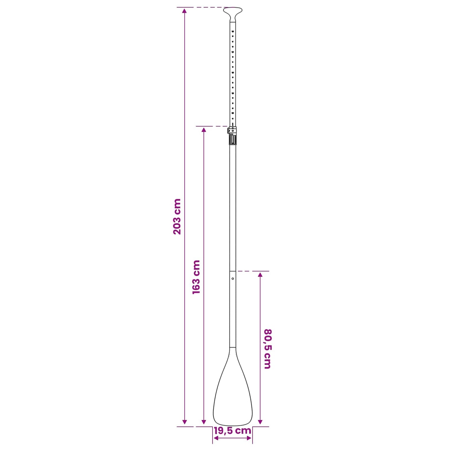 vidaXL Modern SUP Paddle 203 x 19.5 cm Black