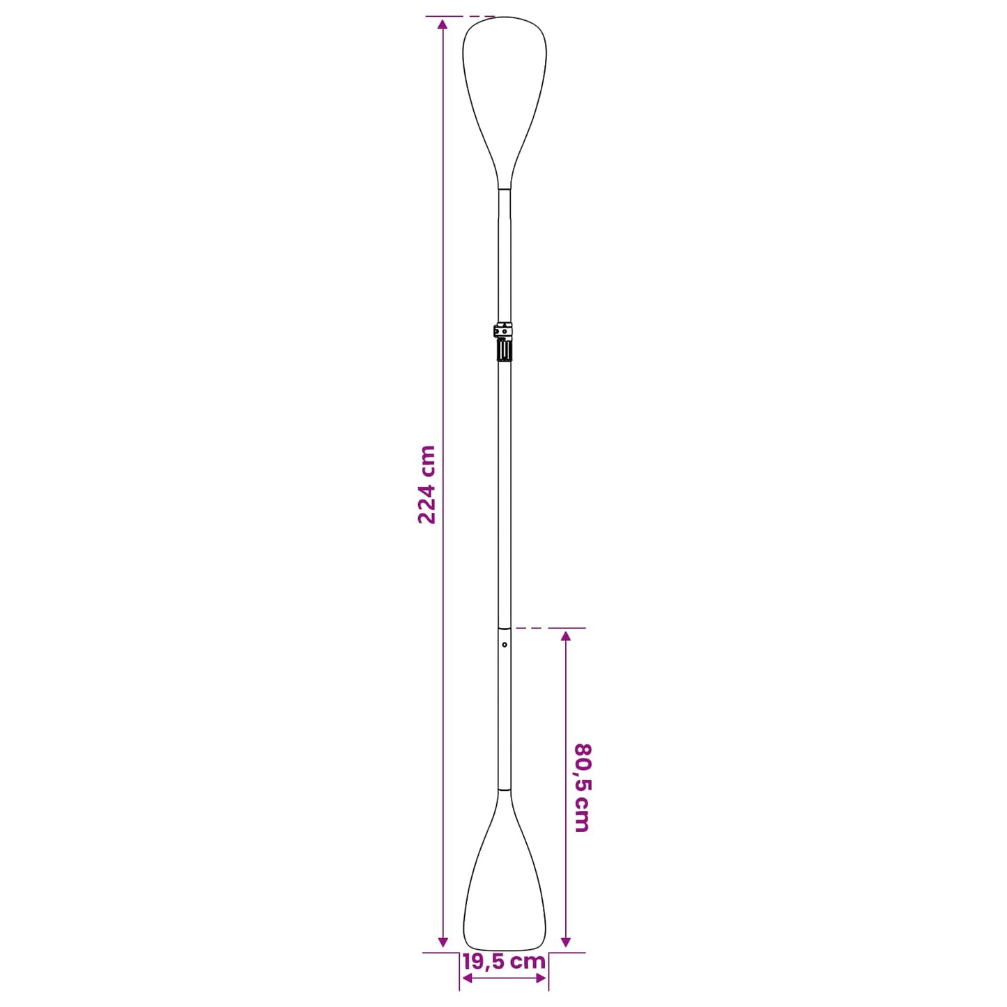 vidaXL 2 in 1 Kayak & SUP Paddle 203 x 19.5 cm Black