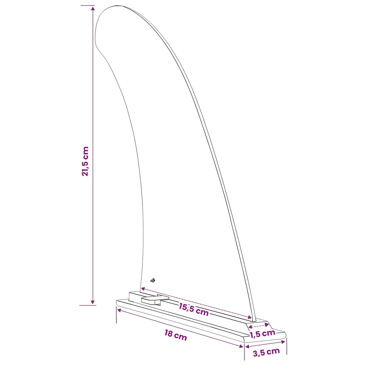 vidaXL SUP Fin 3.5 x 18 x 21.5 cm Nylon Black