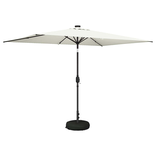 vidaXL Garden Parasol with LED Lights and Base 200 x 300 cm Polyester
