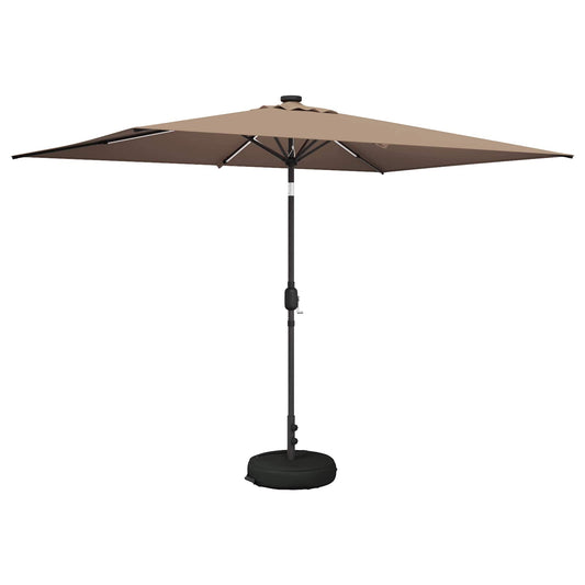vidaXL Garden Parasol with LED Lights and Base 200 x 300 cm Polyester