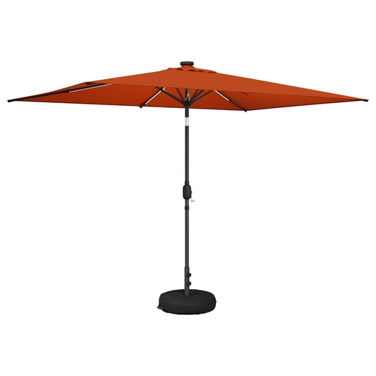 vidaXL Garden Parasol with LED Lights and Base 200 x 300 cm Polyester