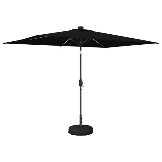 vidaXL Garden Parasol with LED Lights and Base 200 x 300 cm Polyester