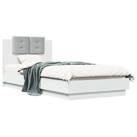 vidaXL Bed Frame with Headboard White 80 x 200 cm Engineered Wood