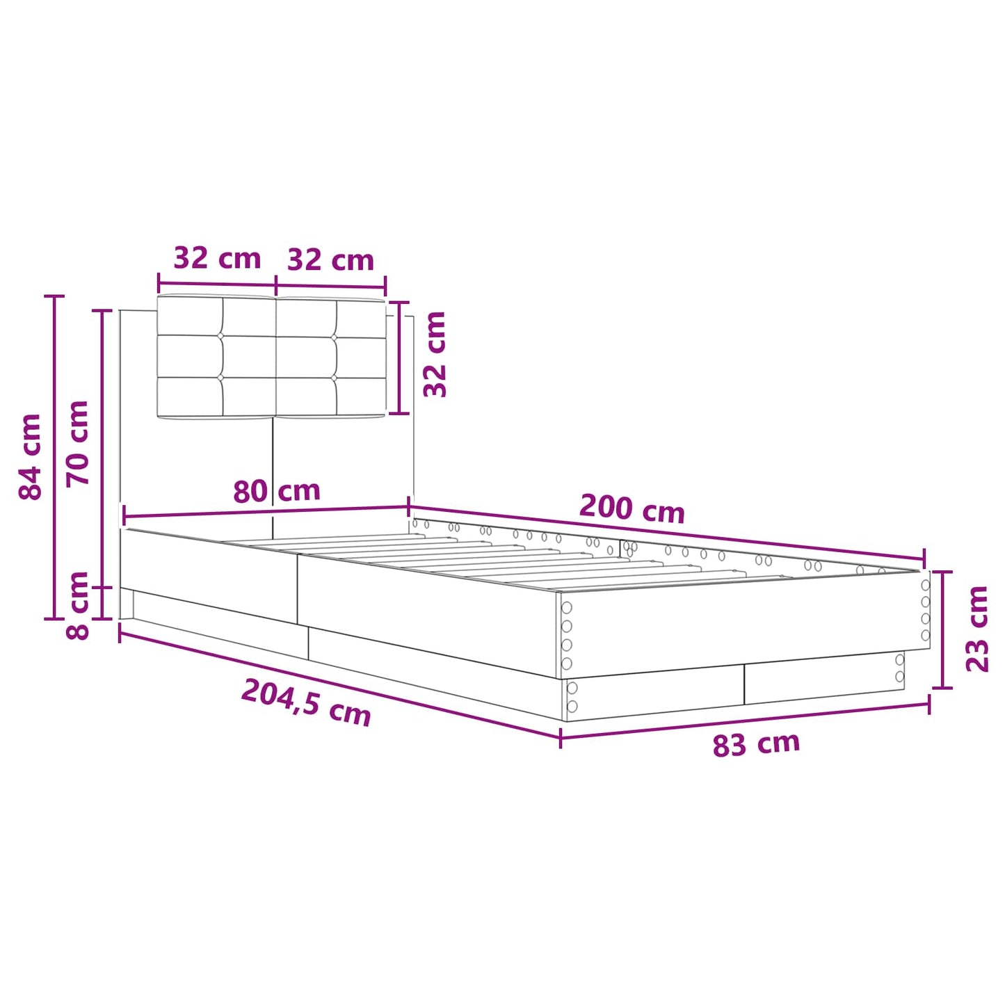 vidaXL Bed Frame with Headboard Old Wood 80 x 200 cm Engineered Wood