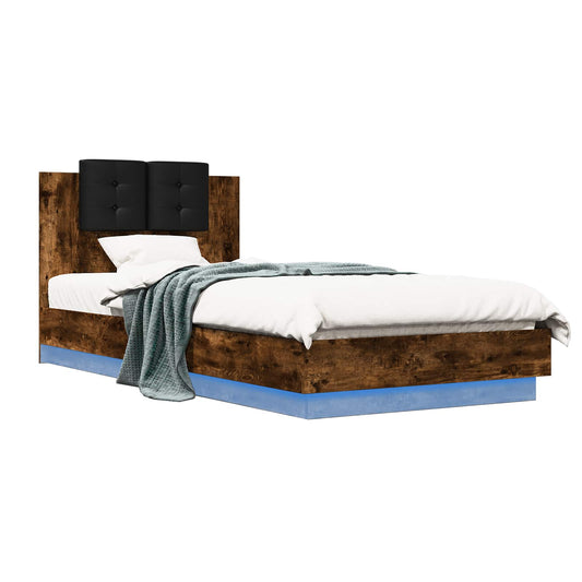 vidaXL Bed Frame with Headboard Smoked Oak Engineered Wood