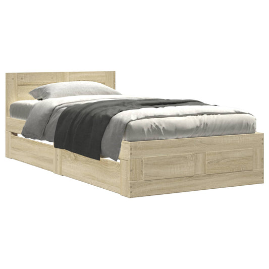 vidaXL Bed Frame with Drawer 2 pcs Sonoma Oak Engineered Wood