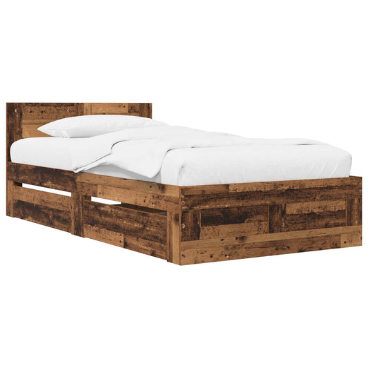 vidaXL Bed Frame with Drawer 2 pcs Old Wood Engineered Wood