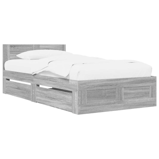 vidaXL Bed Frame with Drawer 2 pcs Grey Sonoma Engineered Wood