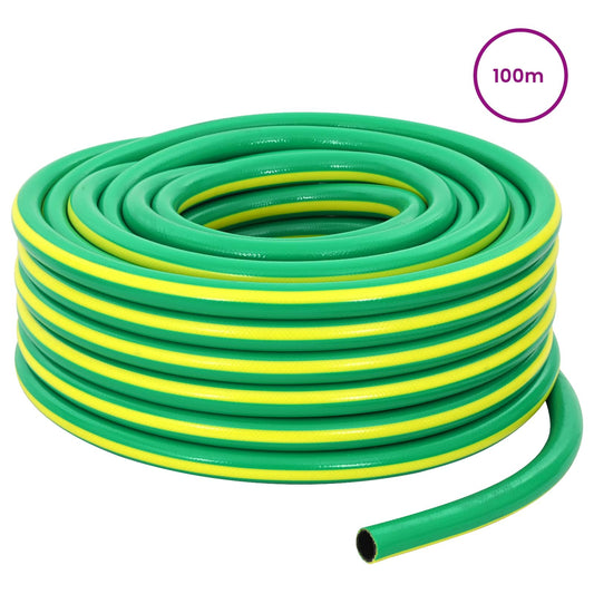 vidaXL Garden Hose 5-Ply Green and Yellow 3/4'' 100 m PVC
