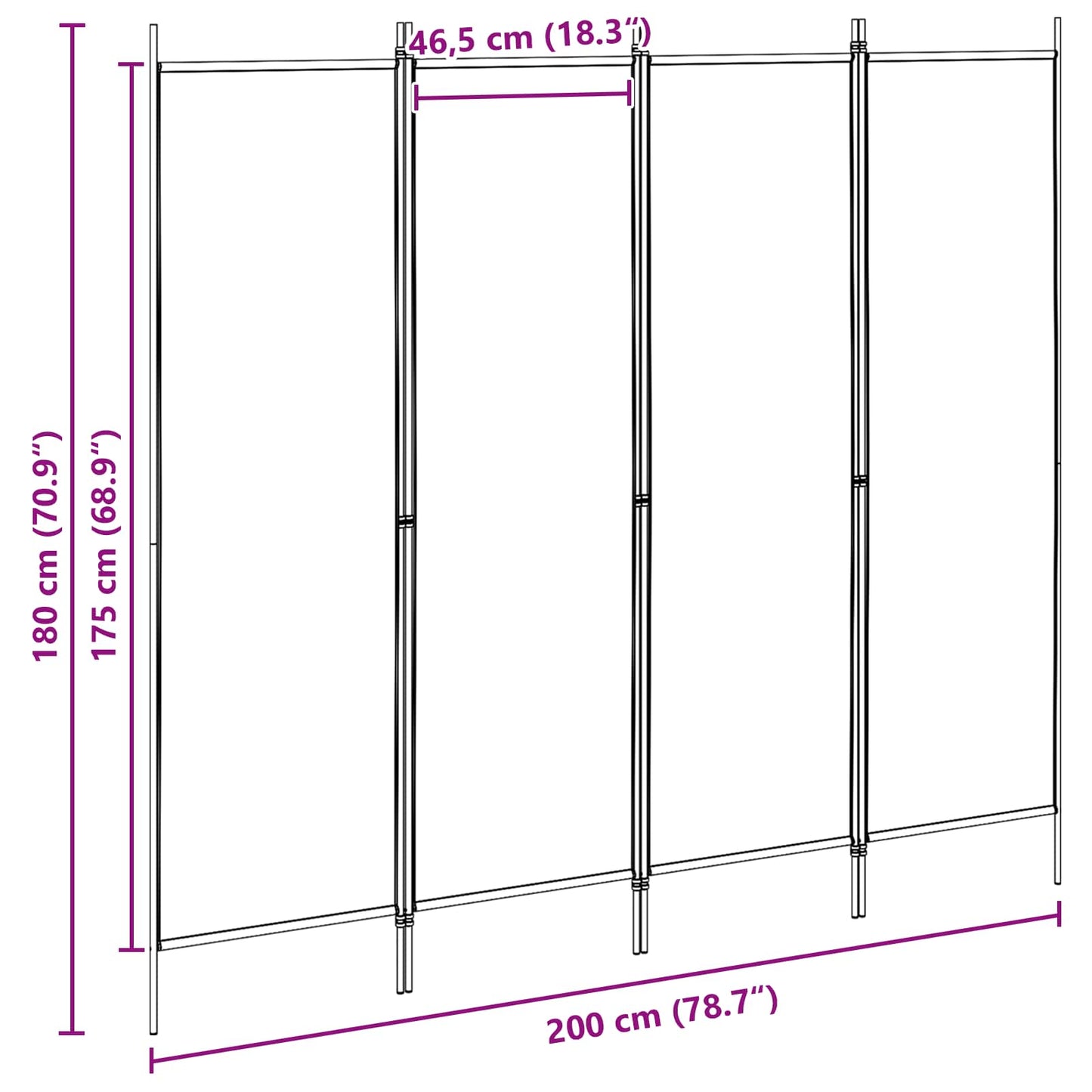 vidaXL 4-Panel Room Divider Beige 200 x 180 cm Fabric