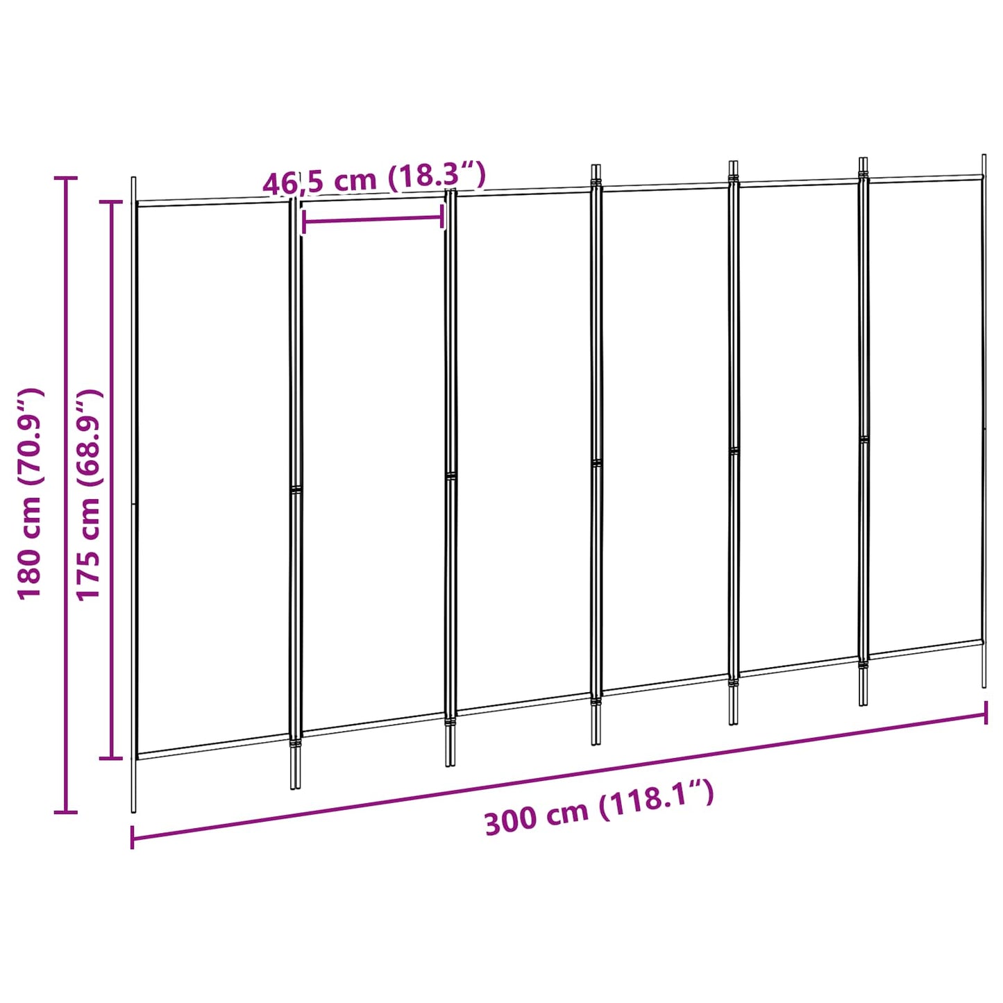 vidaXL 6-Panel Room Divider Beige 300 x 180 cm Fabric