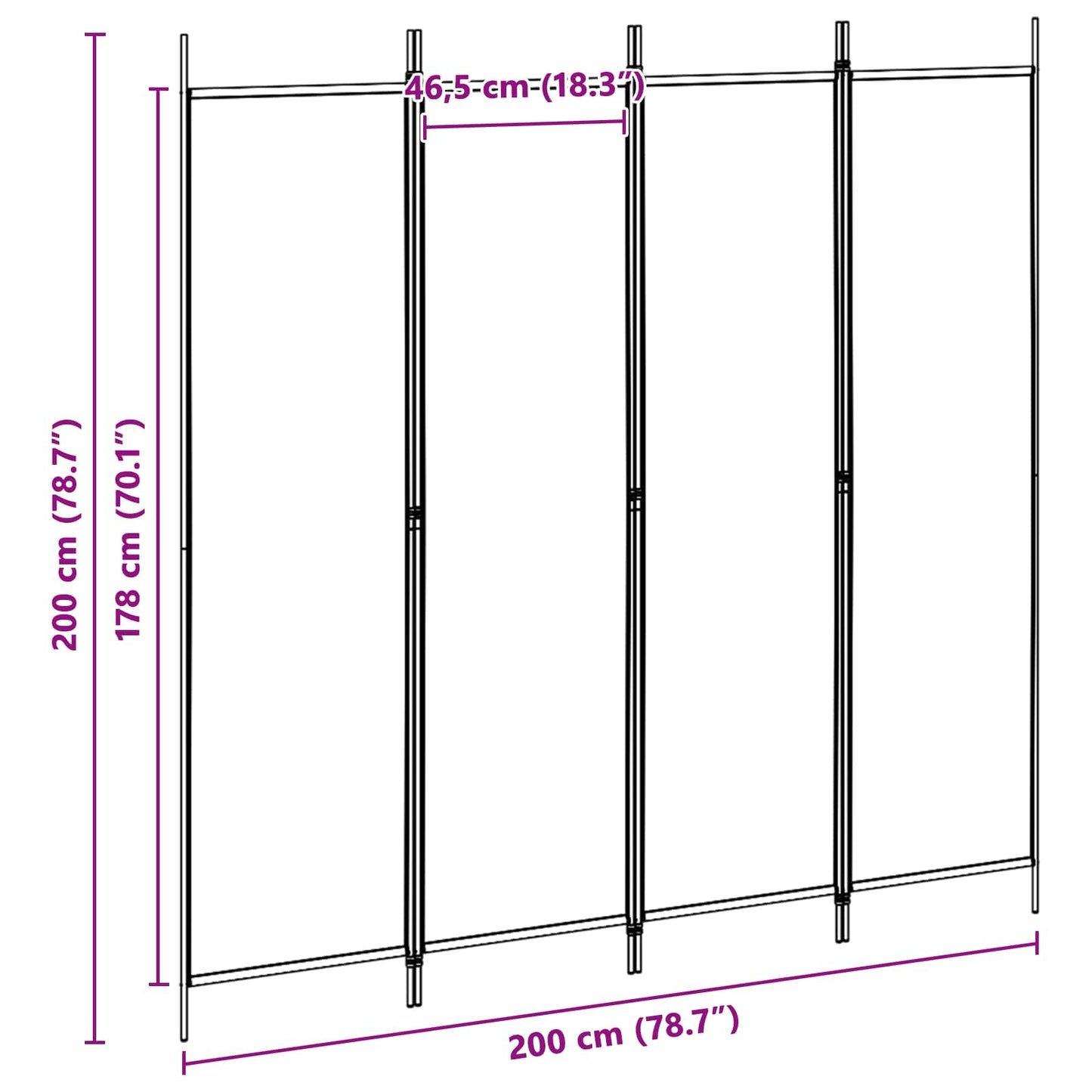 vidaXL Room Divider polyester steel